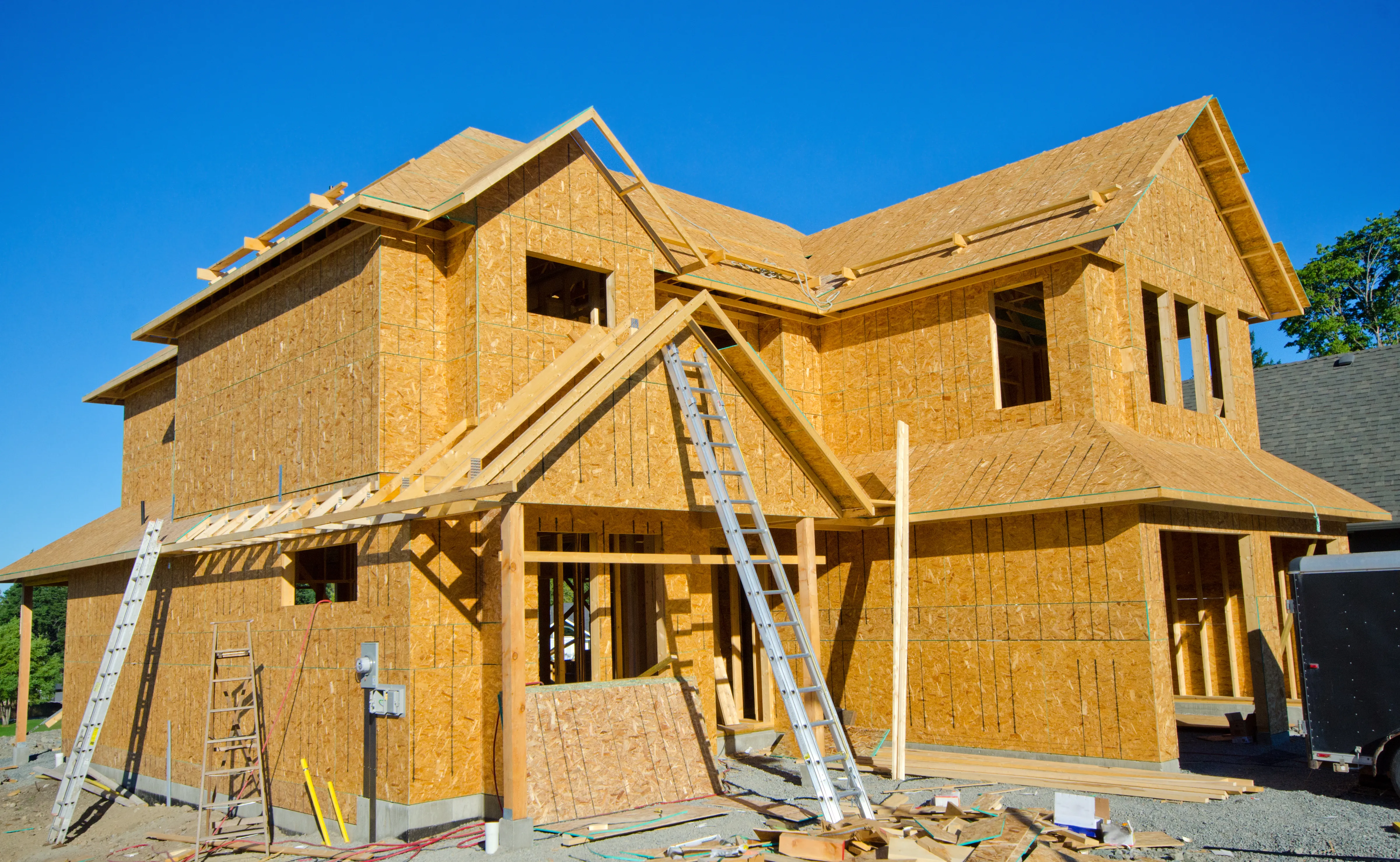 Residential home framing construction project by Framing Pro Dallas showing structural wood framing and exterior sheathing installation in Dallas, TX